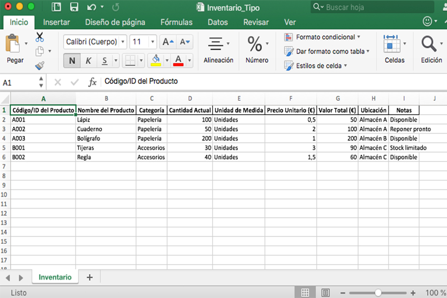 ventajas inventario excel